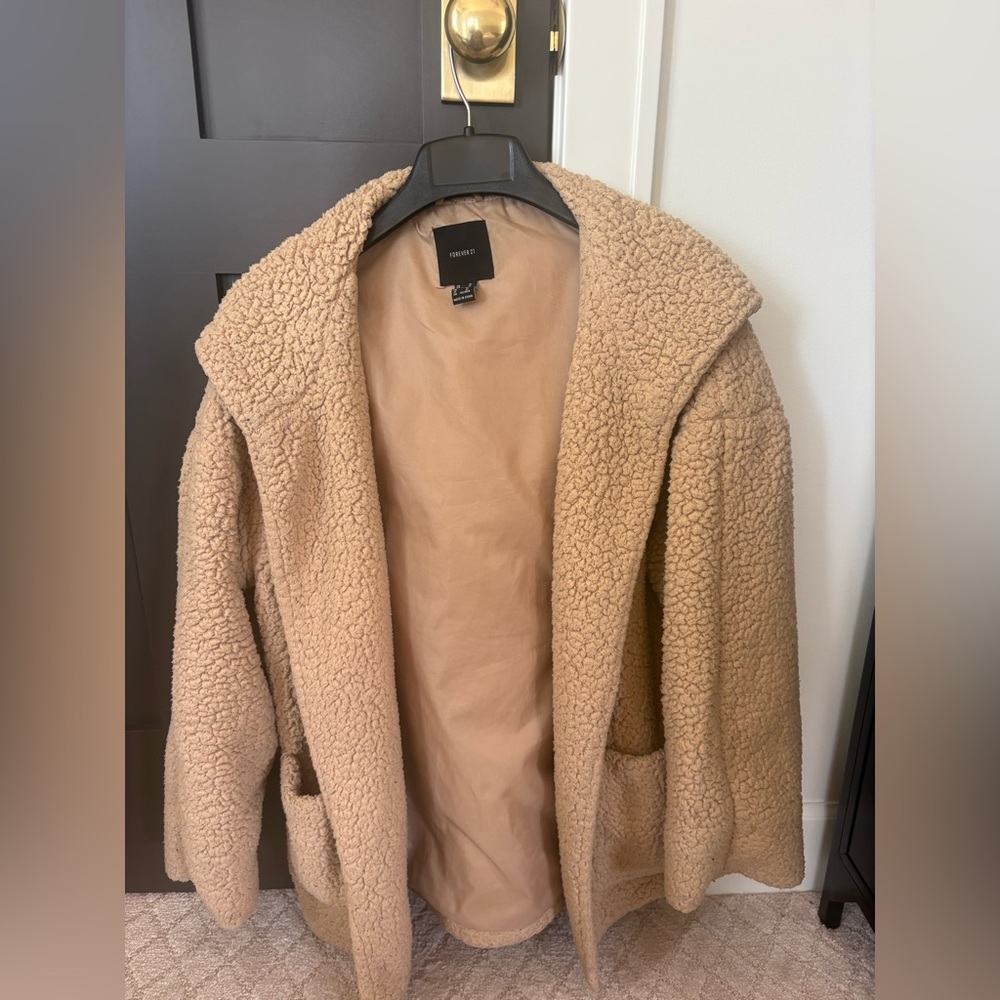 Taupe Sherpa Jacket - Forever 21